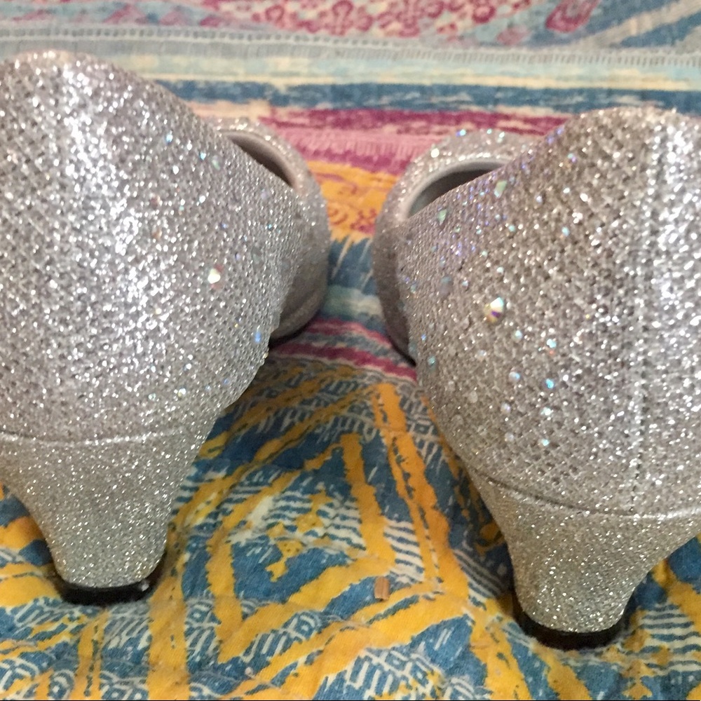 Silver Rhinestone Girls Bling Dress Shoes 3M - Picture 3 of 5